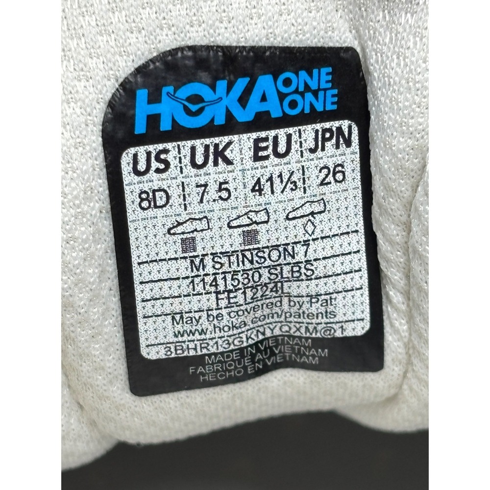 New in Box Mens Hoka Stinson 7 Trail Running Shoes Grey White Sz 8D 1141530-SLBS - Picture 8 of 8